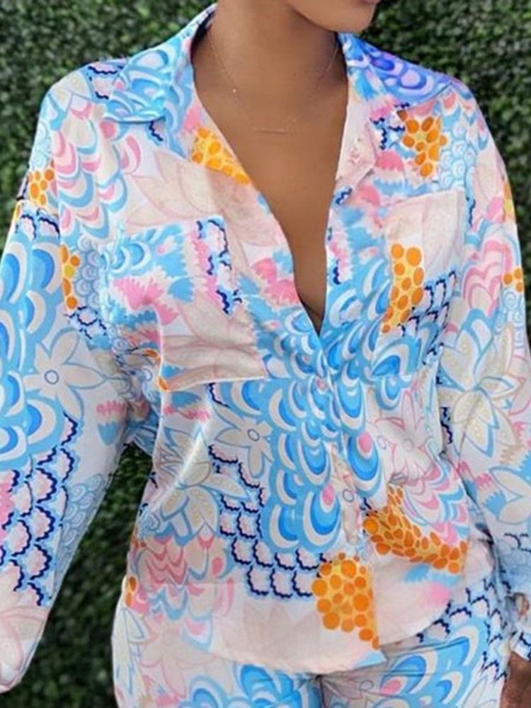 Button Casual Shirt Enkelknäppt Tvådelad Set För Damshorts