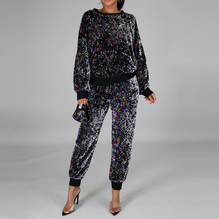 Byxor Mode Patchwork Pullover Pencil Byxor I Två Delar