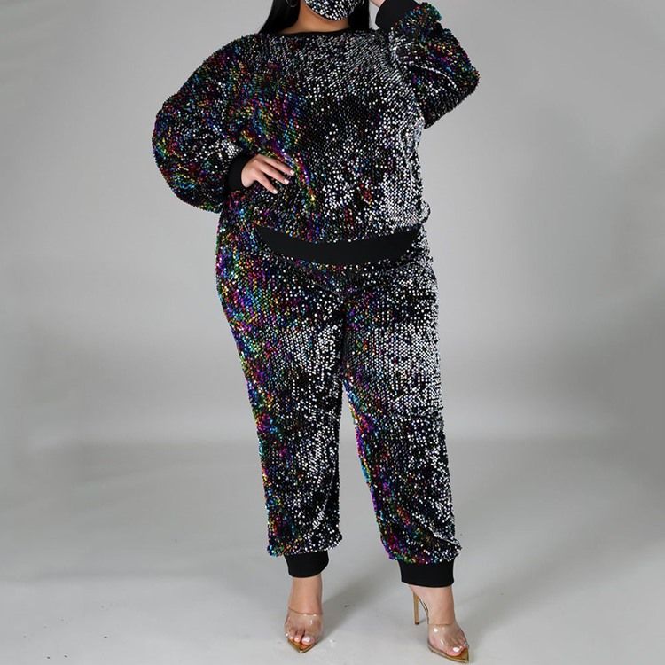 Byxor Mode Patchwork Pullover Pencil Byxor I Två Delar