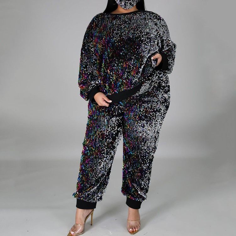 Byxor Mode Patchwork Pullover Pencil Byxor I Två Delar