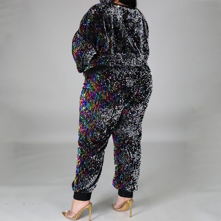 Byxor Mode Patchwork Pullover Pencil Byxor I Två Delar