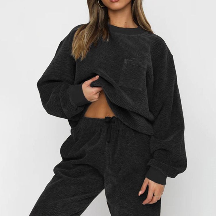 Byxor Pocket Vanlig Pullover Pencil Byxor Tvådelad Set