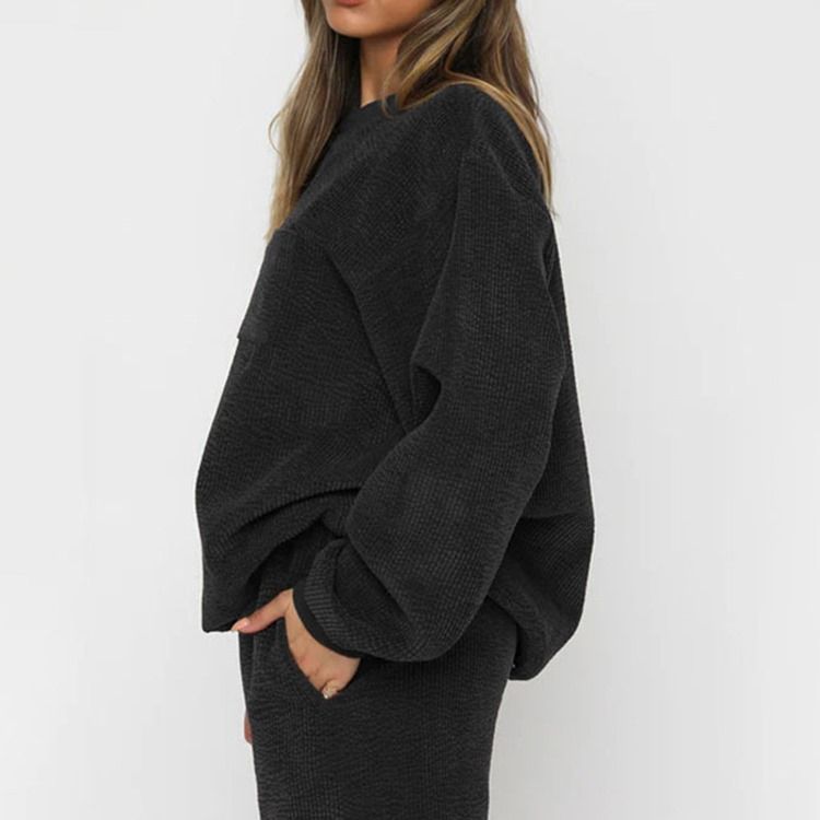 Byxor Pocket Vanlig Pullover Pencil Byxor Tvådelad Set