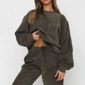 Byxor Pocket Vanlig Pullover Pencil Byxor Tvådelad Set