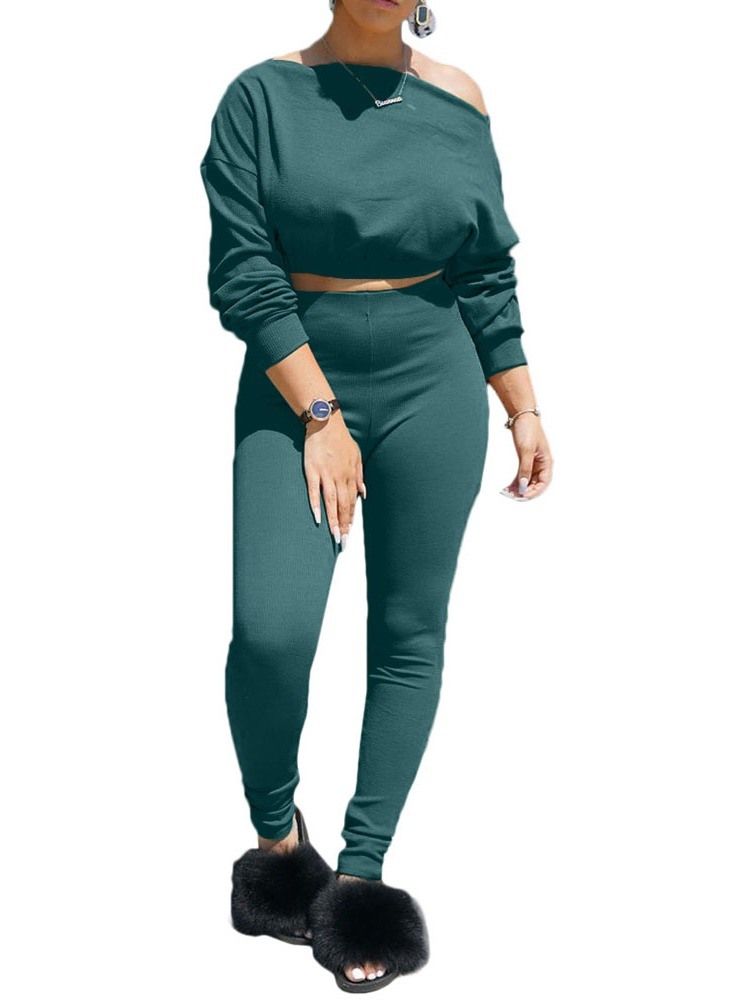 Byxor Vanlig Casual Pullover Tvådelad Set