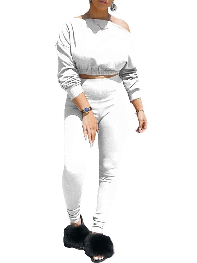 Byxor Vanlig Casual Pullover Tvådelad Set