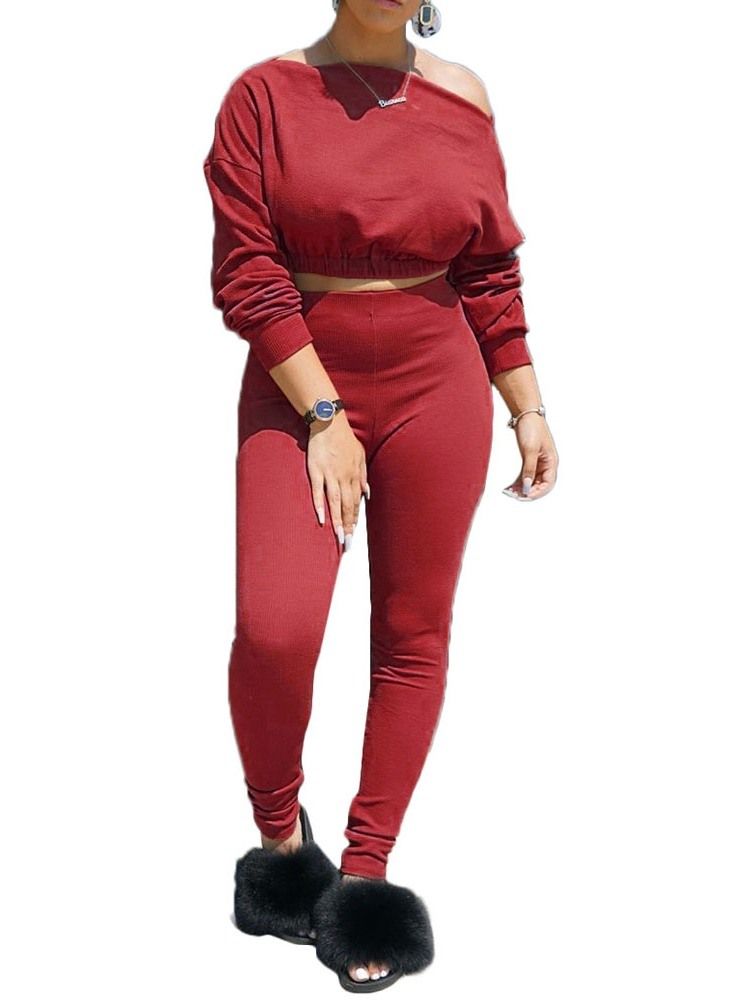 Byxor Vanlig Casual Pullover Tvådelad Set