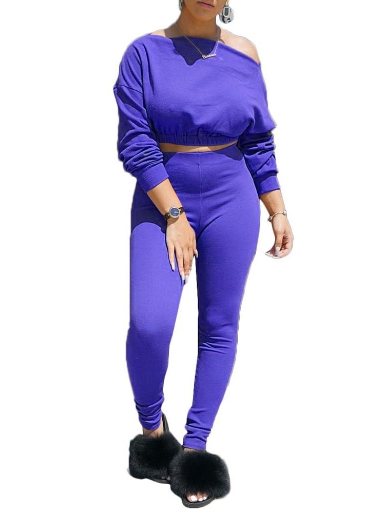 Byxor Vanlig Casual Pullover Tvådelad Set
