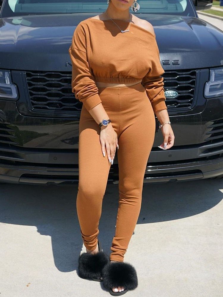 Byxor Vanlig Casual Pullover Tvådelad Set