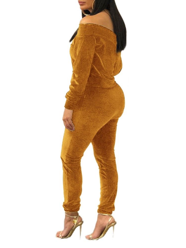 Casual Plain Off Shoulder Tvådelad Set