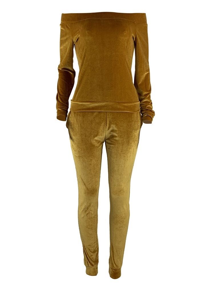 Casual Plain Off Shoulder Tvådelad Set