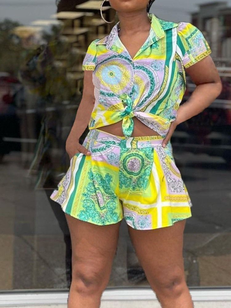 Casual Shorts Blommiga Tvådelade Set Shorts Set