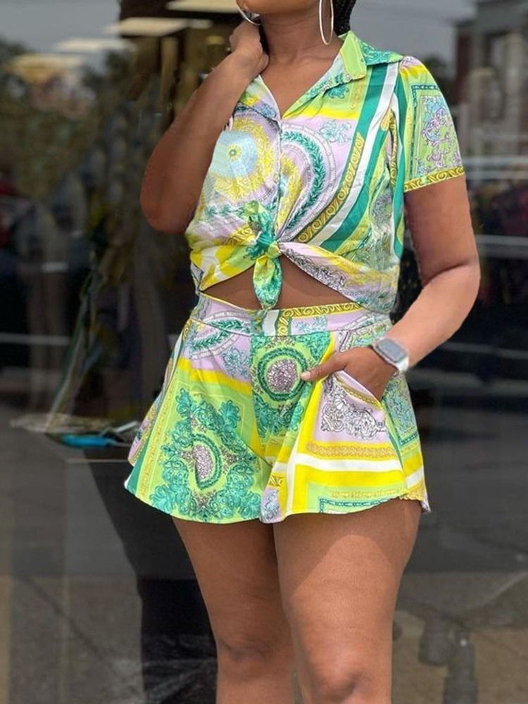 Casual Shorts Blommiga Tvådelade Set Shorts Set