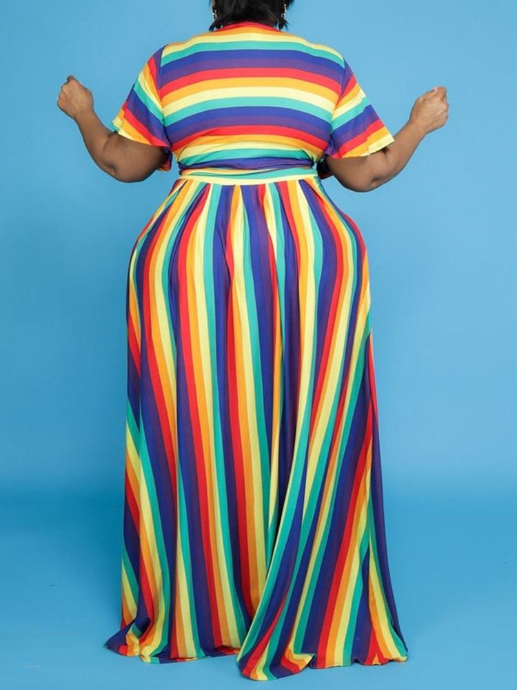 Casual Skjorta Stripe Rak Dames Tvådelade Set