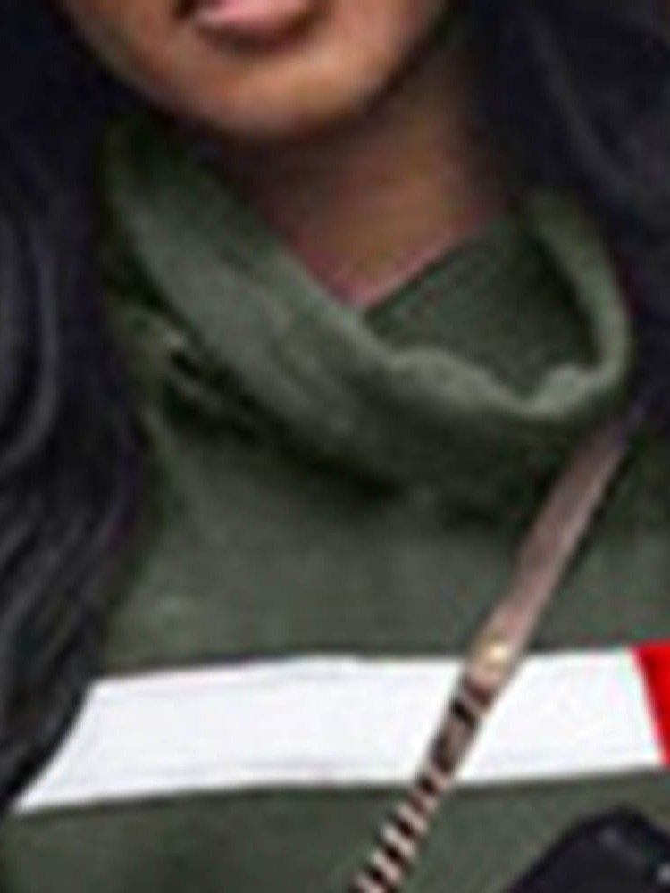 Color Block Casual Pullover Slim Tvådelad Set