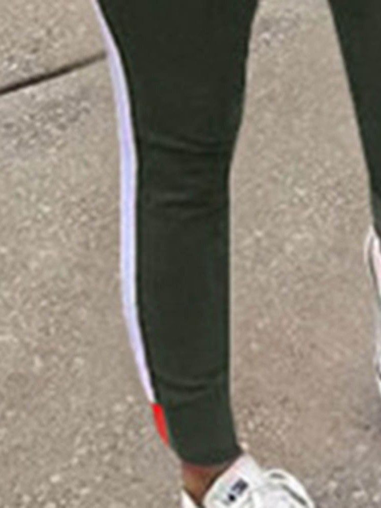 Color Block Casual Pullover Slim Tvådelad Set