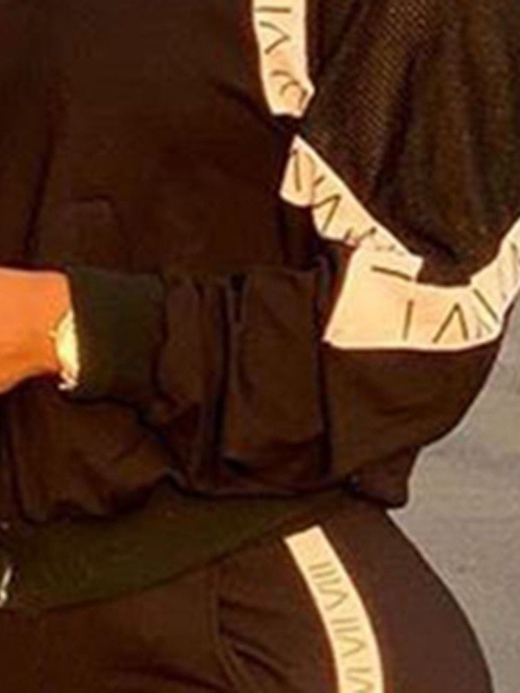 Färgblock Casual Slim Zipper Tvådelad Set