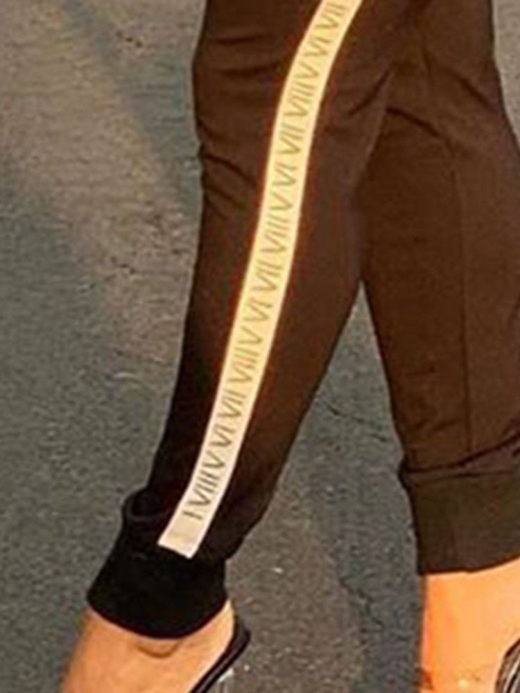 Färgblock Casual Slim Zipper Tvådelad Set