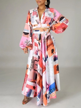 Fashion Color Block Patchwork Single-Breasted Lapel Dams Tvådelade Set