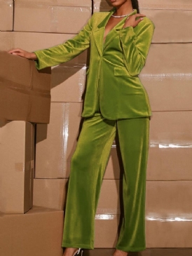 Fashion Pocket Blazer Långärmad Hellängd Kostym