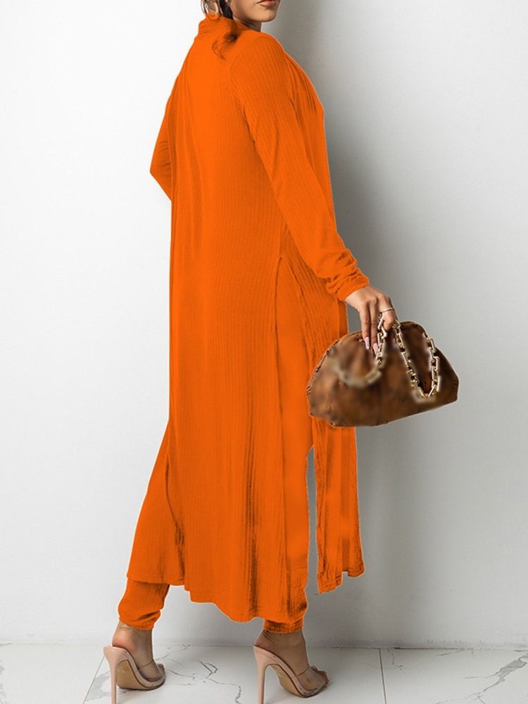 Fashion Pocket Plain Pencil Byxor I Två Delar