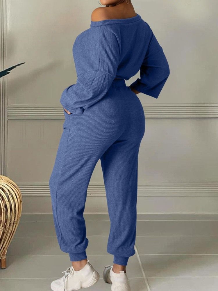 Fick Vanliga Ankel Lång Byxor Pullover Pencil Byxor Tvådelade Set
