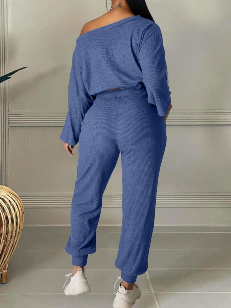 Fick Vanliga Ankel Lång Byxor Pullover Pencil Byxor Tvådelade Set