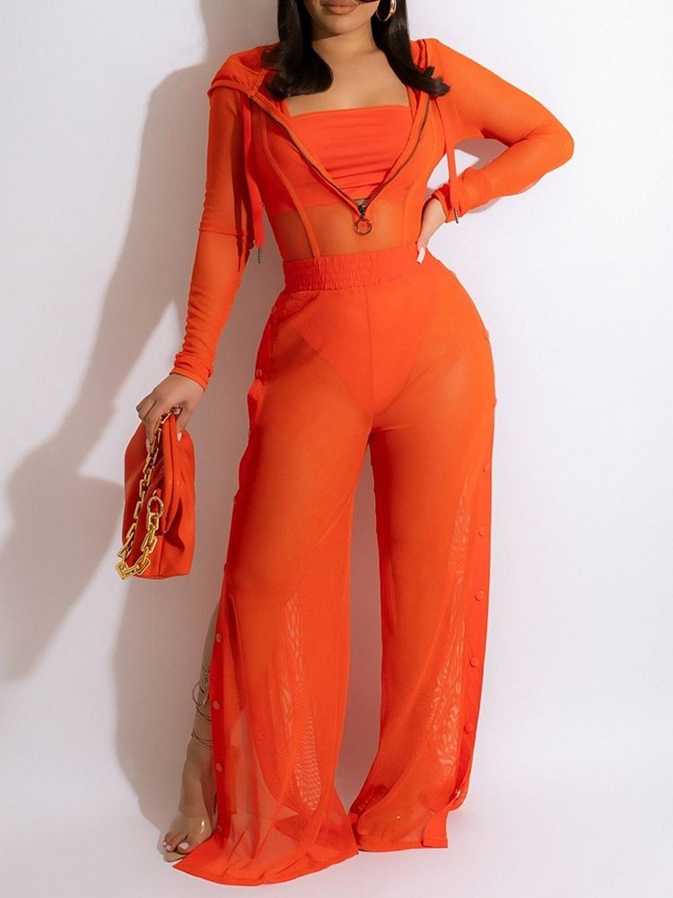 Genomskinlig Jumpsuit Sexiga Tvådelade Set