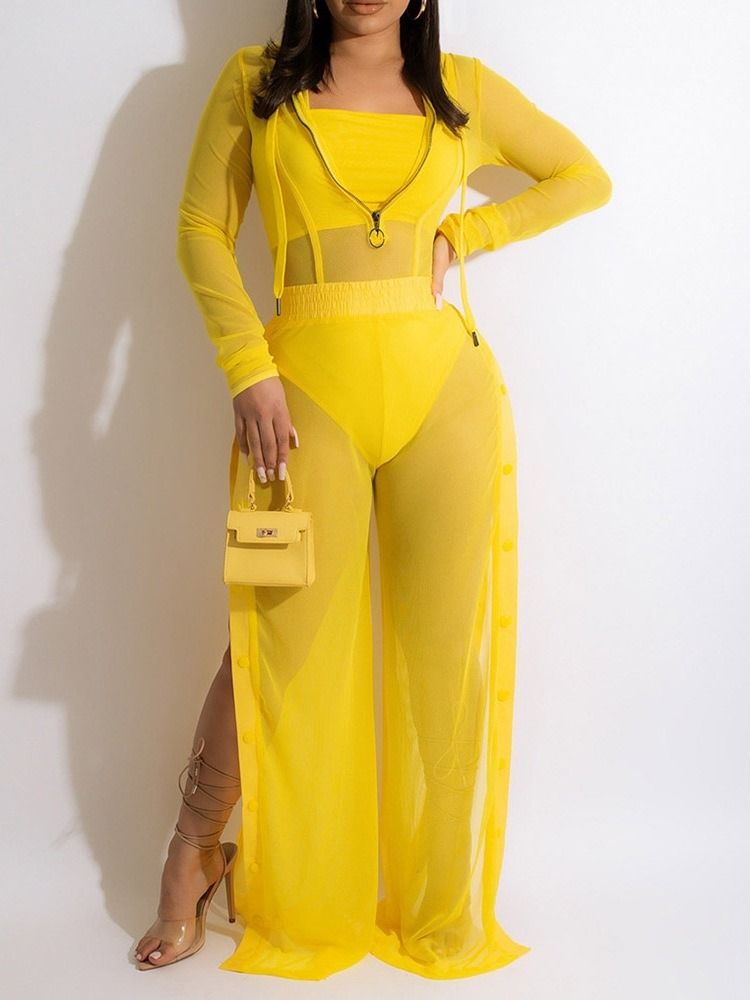 Genomskinlig Jumpsuit Sexiga Tvådelade Set
