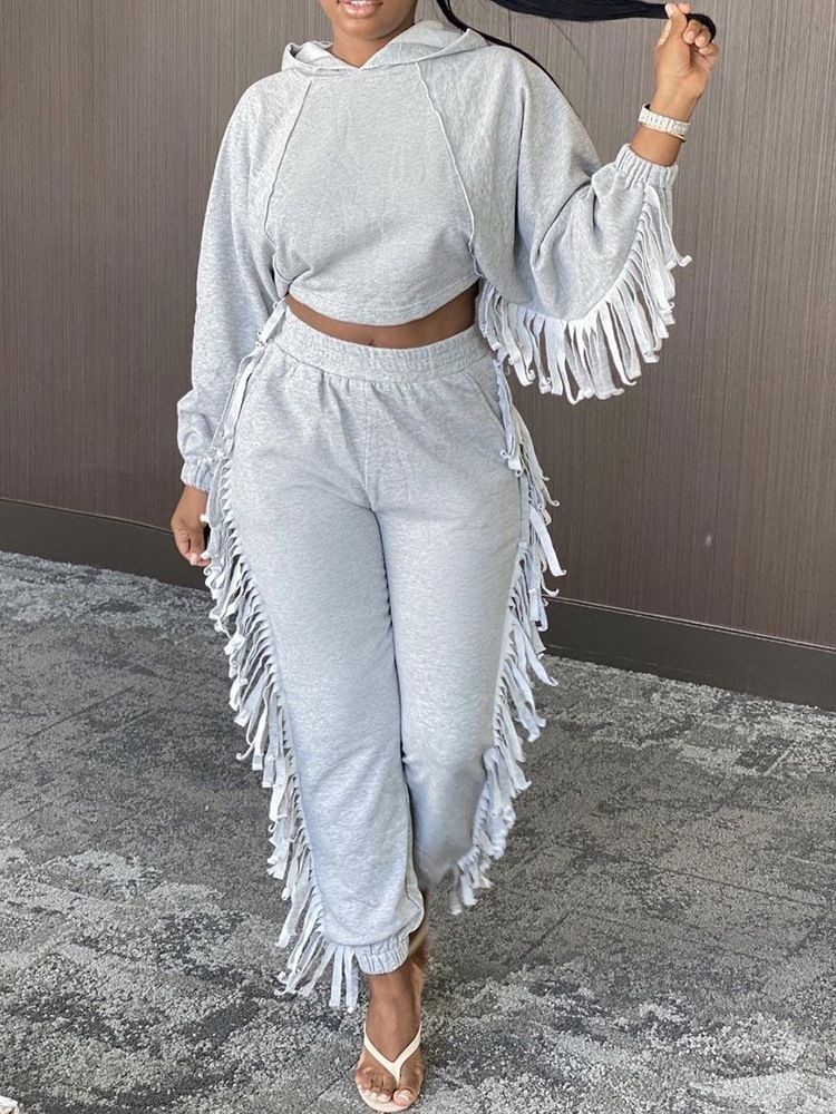 Hoodie Vanlig Sweet Pullover Hooded Two-Piece Sets