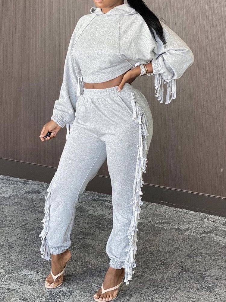 Hoodie Vanlig Sweet Pullover Hooded Two-Piece Sets