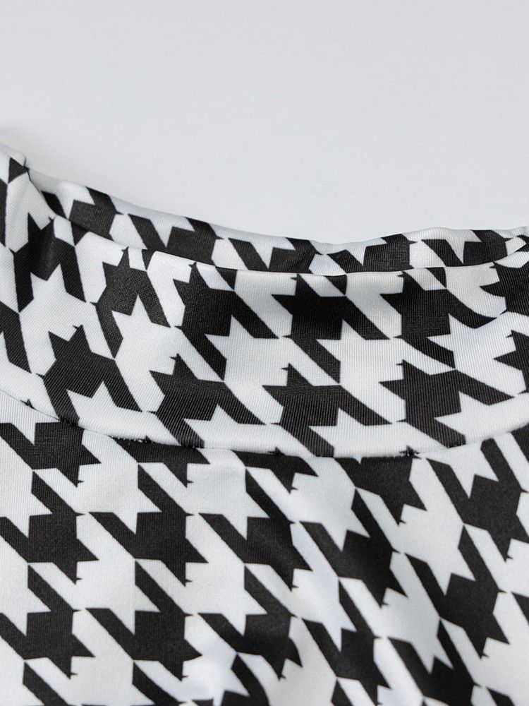 Houndstooth Fashion Väst Pencil Byxor Pullover Dam Tvådelad Set