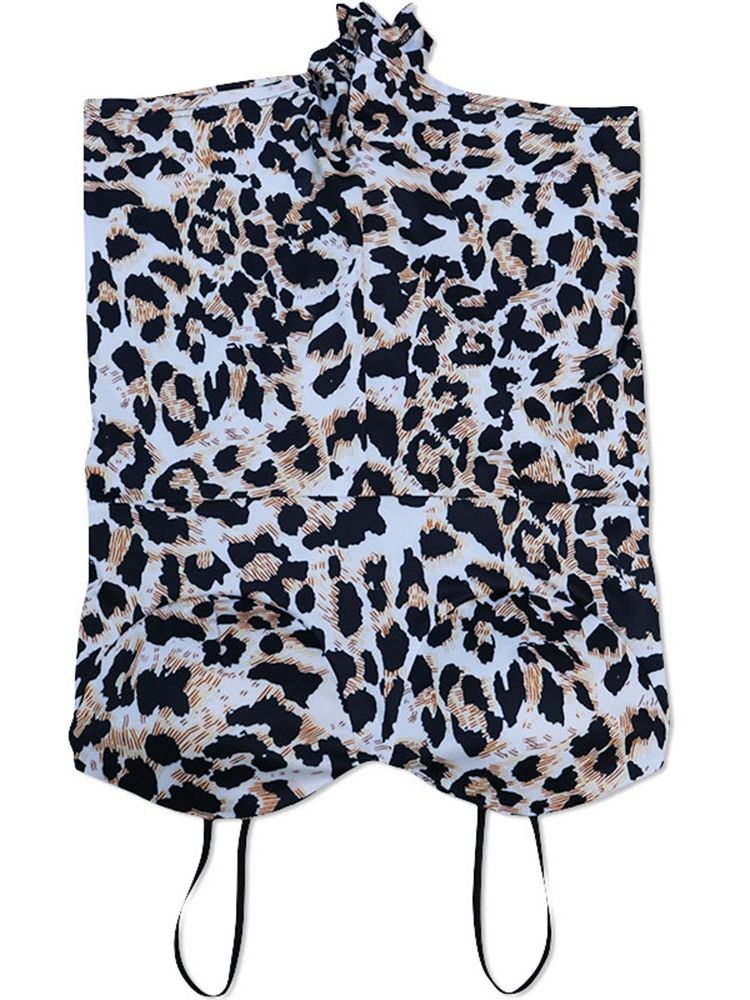 Leopard Jumpsuit Genomskinlig Tröja A-Line Dam Tvådelad Set
