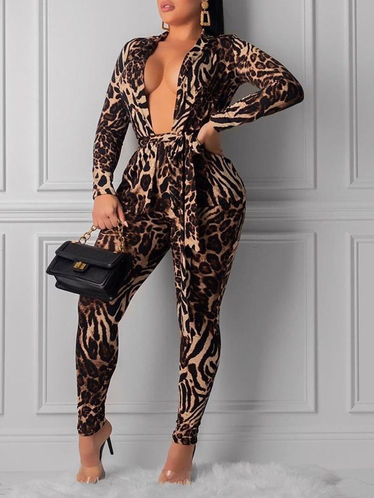 Leopardskjorta Mode Pencil Byxor Tvådelade Sets Dambyxor Set