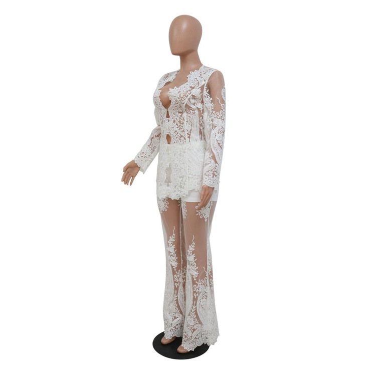 Mesh Skjorta Fashion V-Ringad Tvådelad Set