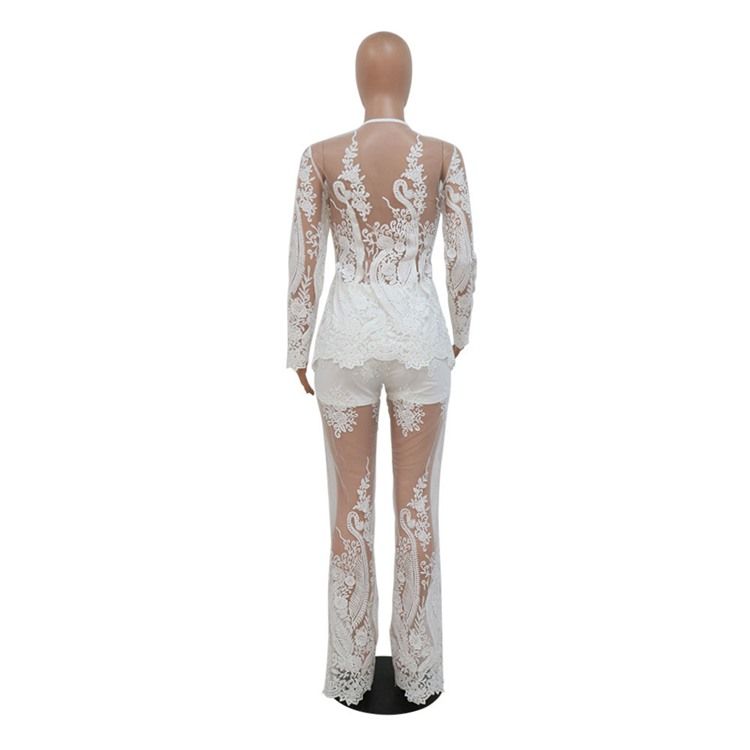 Mesh Skjorta Fashion V-Ringad Tvådelad Set