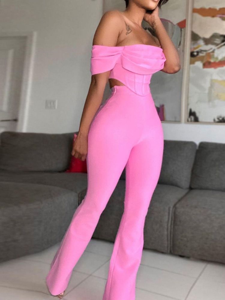 Mode Asymmetriska Byxor Bellbottoms Två Delar Uppsättningar