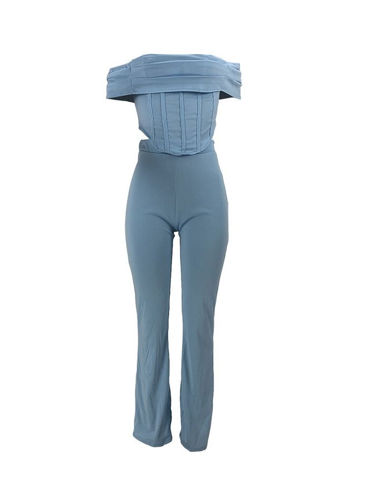 Mode Asymmetriska Byxor Bellbottoms Två Delar Uppsättningar