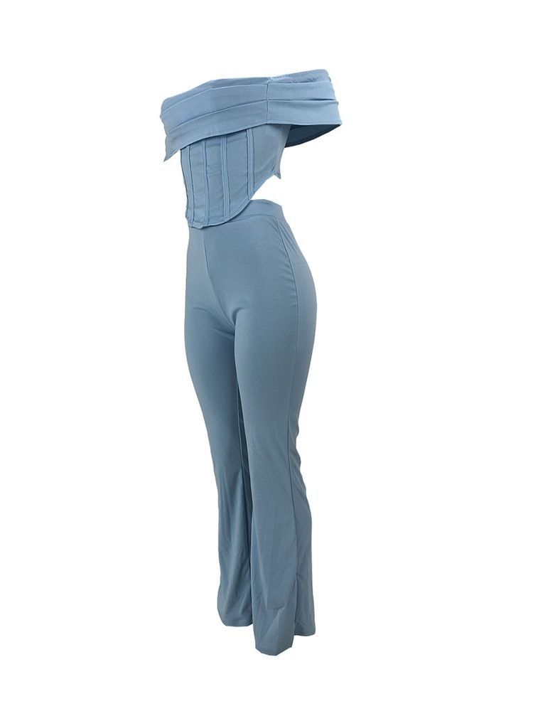 Mode Asymmetriska Byxor Bellbottoms Två Delar Uppsättningar
