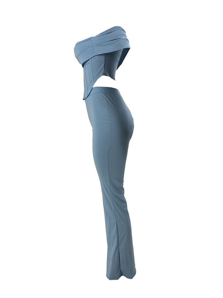 Mode Asymmetriska Byxor Bellbottoms Två Delar Uppsättningar
