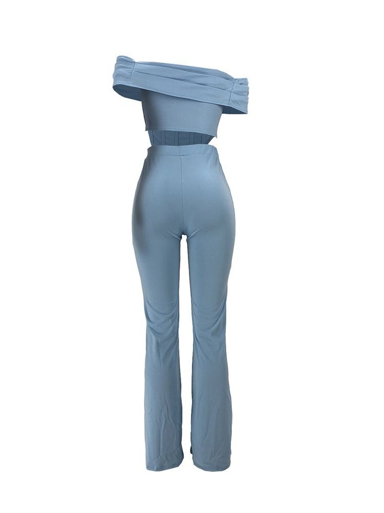 Mode Asymmetriska Byxor Bellbottoms Två Delar Uppsättningar