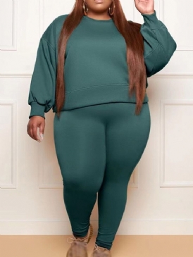 Mode Hoodie Vanlig Pencil Byxor Pullover Tvådelad Set