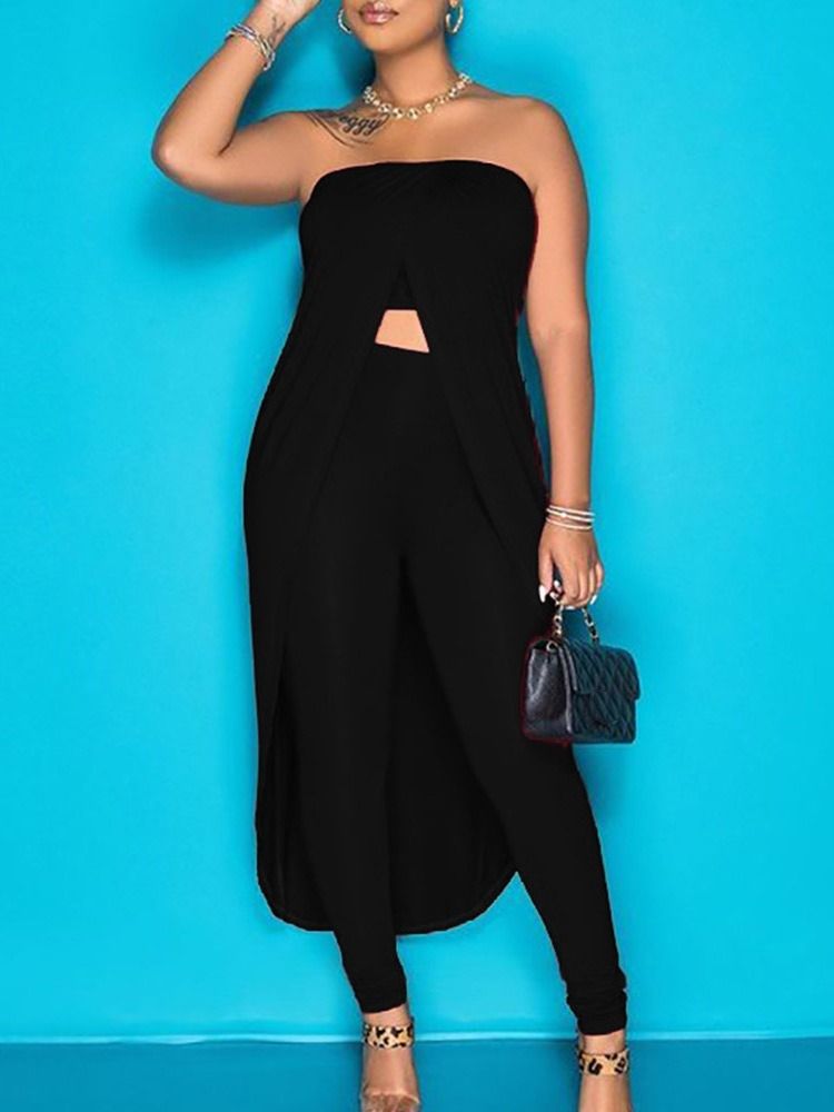 Mode Rygglösa Byxor Pencil Byxor Off Shoulder Kvinnors Tvådelade Set Byxor Set