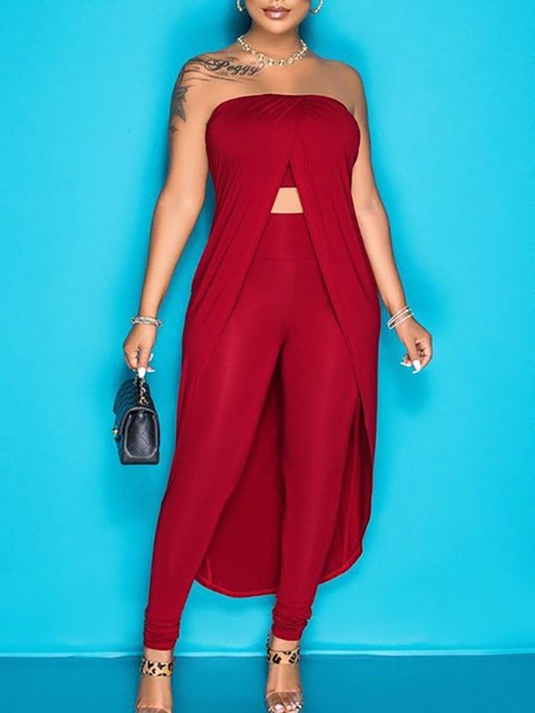 Mode Rygglösa Byxor Pencil Byxor Off Shoulder Kvinnors Tvådelade Set Byxor Set