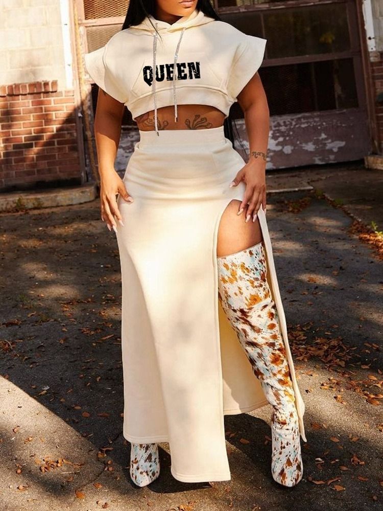 Mode T-Shirt Print Pullover Hooded Two-Piece Sets