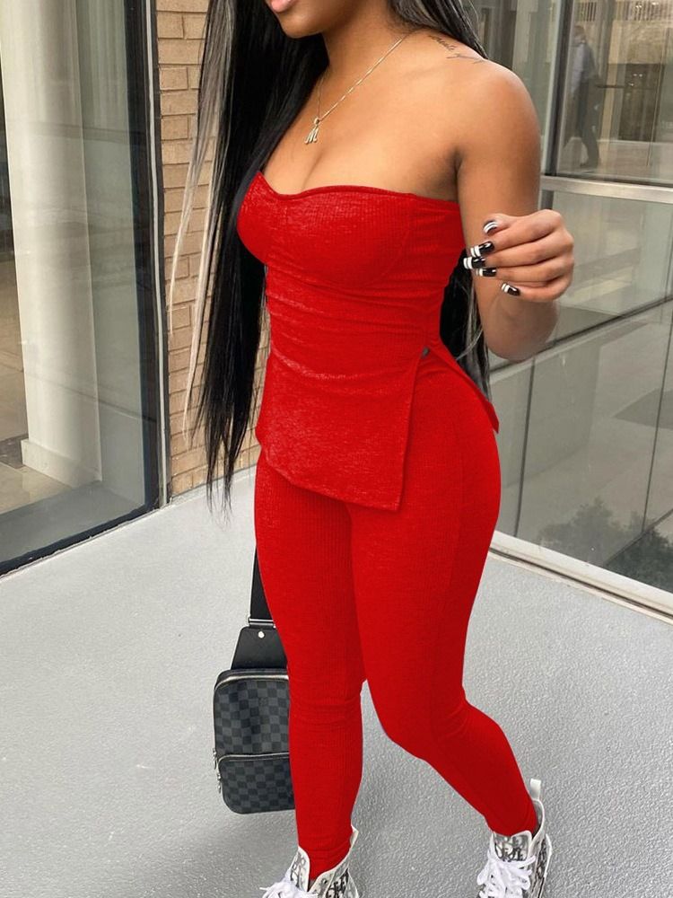 Mode Vanliga Byxor Pencil Byxor Off Shoulder Dams Tvådelade Set