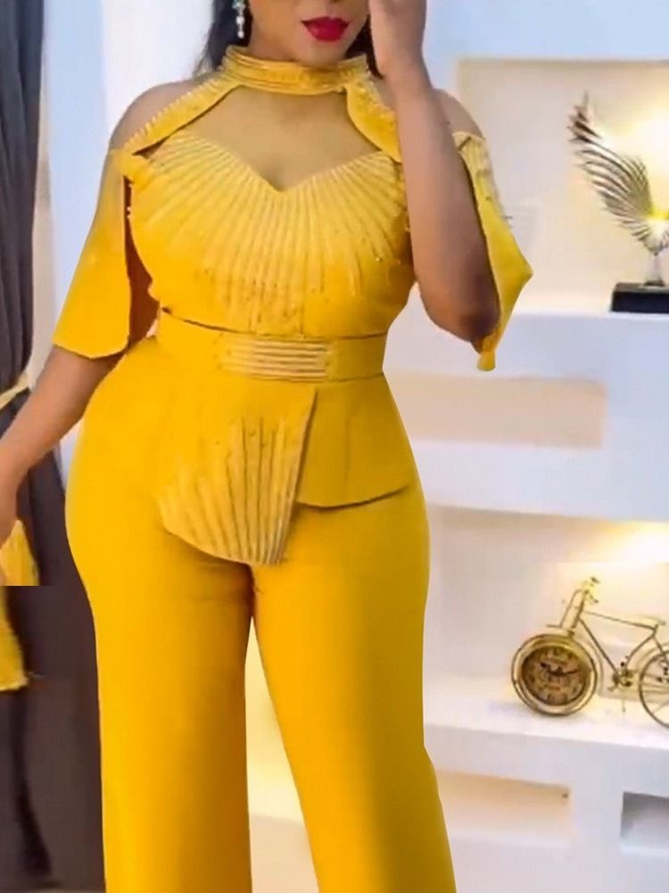 Modebyxor Asymmetrisk Pullover Stand Krage Tvådelad Set