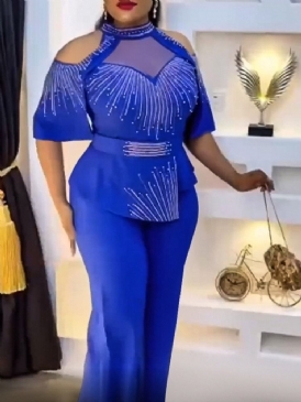 Modebyxor Asymmetrisk Pullover Stand Krage Tvådelad Set