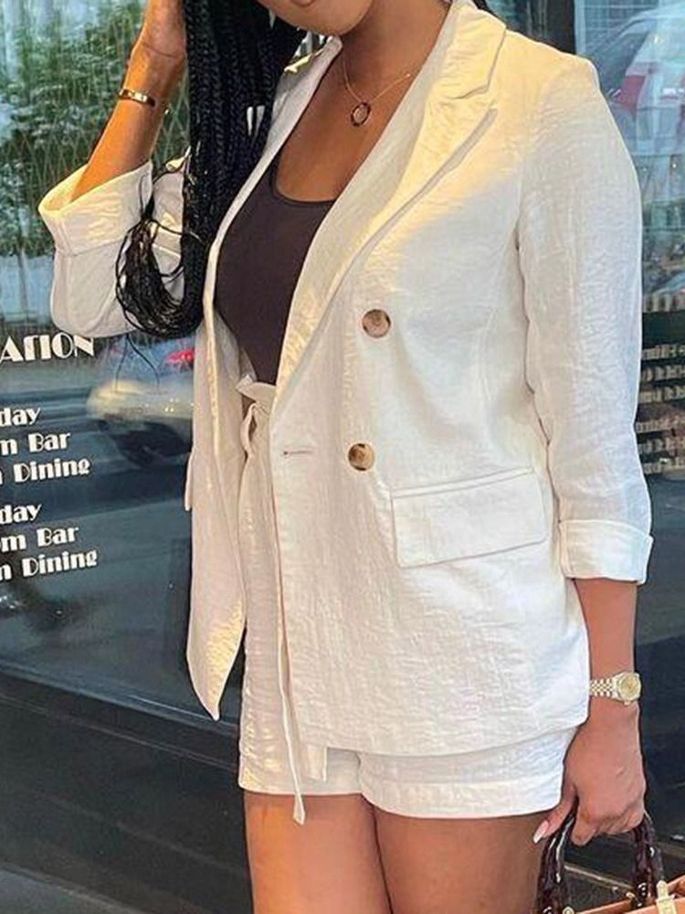 Modebyxor Med Knapp För Damer Med Trekvartsärm