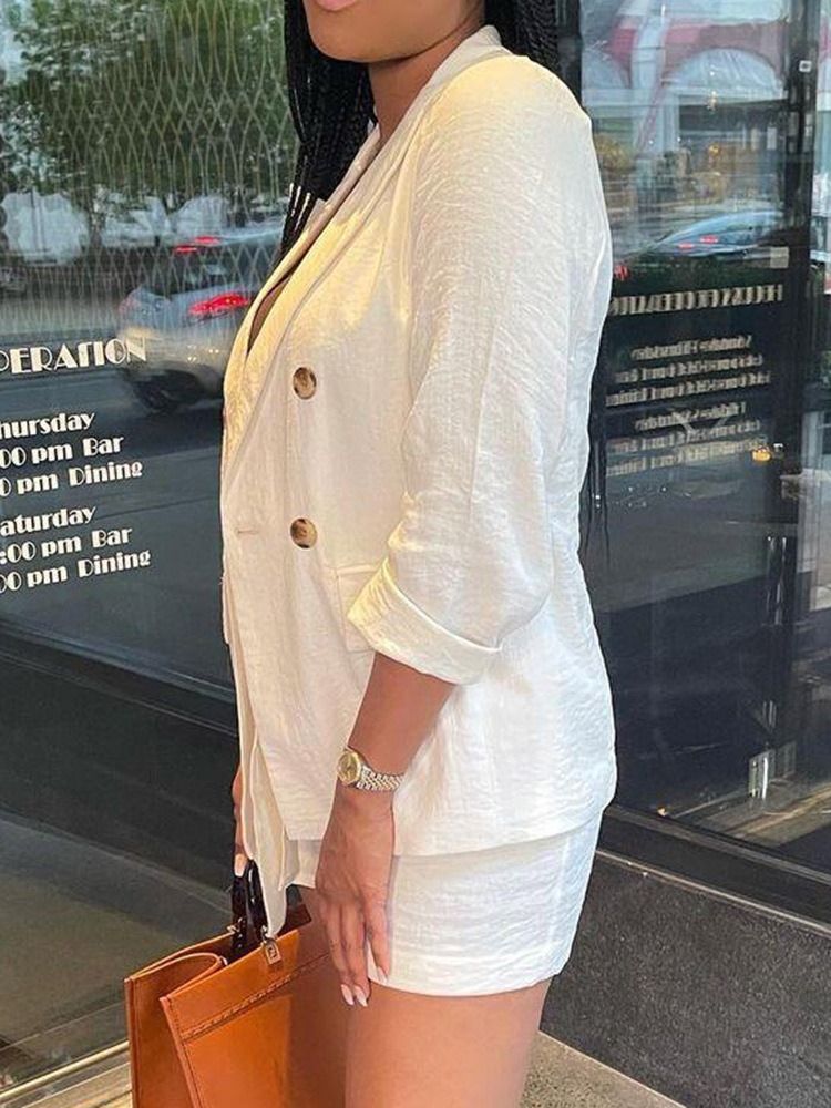 Modebyxor Med Knapp För Damer Med Trekvartsärm